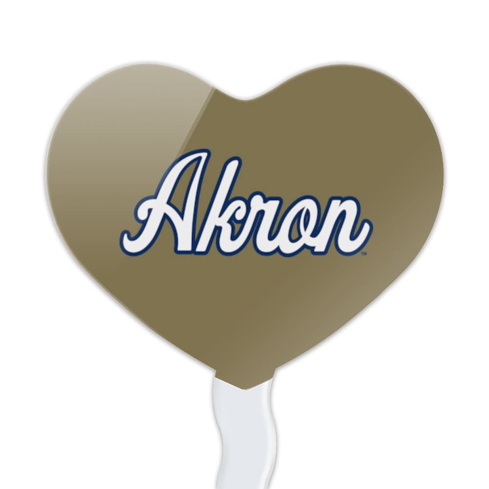 GRAPHICS & MORE Cupcake Picks Set of 6, Acrylic Decoration Toppers, University of Akron, One Size, Heart Design