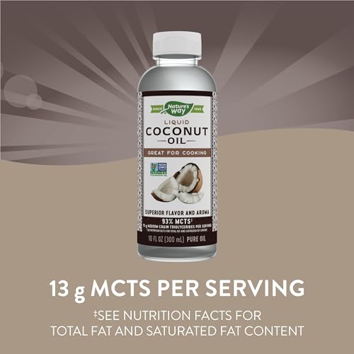 Nature's Way Liquid Coconut Oil, Superior Flavor and Aroma, Hexane Free, Stays Liquid, Non-GMO Project Verified, 10 Fl Oz (Packa