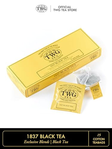 TWG Tea | 1837 Black Tea | Black Tea | Fruits & Flowers | 15 Hand Sewn Cotton Tea Bags | Gift Set
