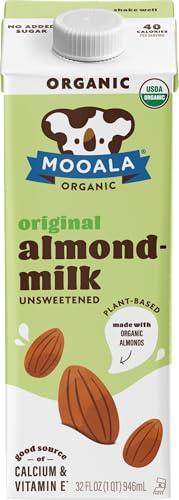 Mooala Brands Plant Based Beverage, Unsweetened Original Almondmilk (6 Pack) | Organic Plant Based Beverage | Dairy Free, Gluten Free, Organic, Kosher |