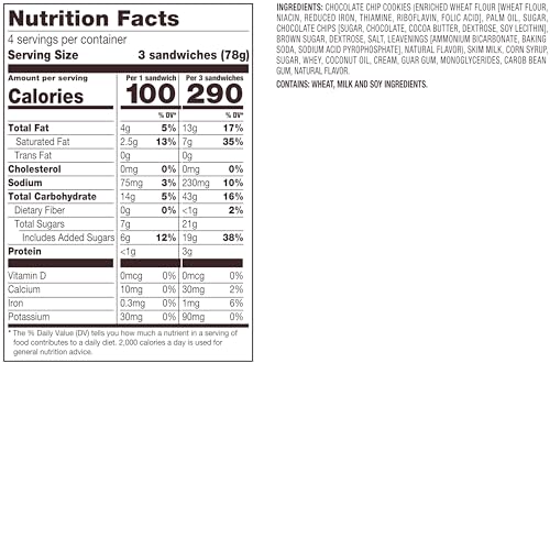 Tollhouse Mini Vanilla Chocolate Chip Cookie Sandwiches, 18 Fl Oz (Frozen), 12 Count