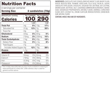 Tollhouse Mini Vanilla Chocolate Chip Cookie Sandwiches, 18 Fl Oz (Frozen), 12 Count