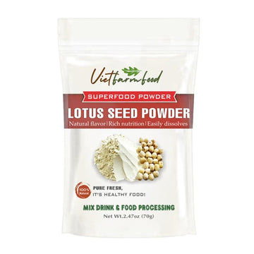 LOTUS SEEDS POWDER 2.47 Oz (70g) VIETFARMFOOD: Freeze-Dried Extracted From 100% Pure, Sugar-Free. Used To Mix Mixed Drinks Fresh
