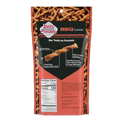 Dots Homestyle Pretzels BBQ Seasoned Pretzel Twists, 16oz Bag