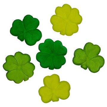 Green Shamrock Edible Sugar Cake Toppers, 24 Count