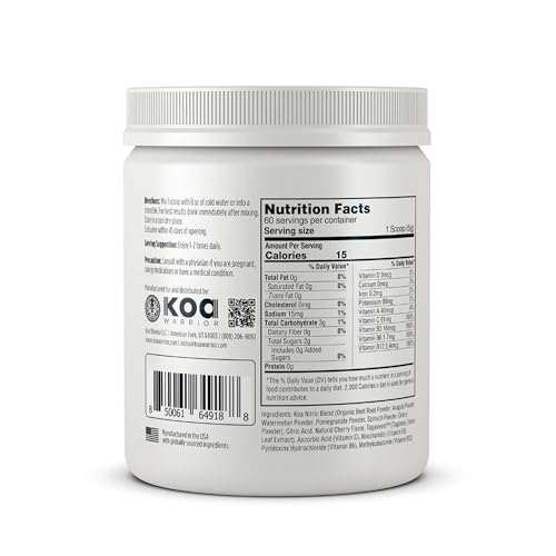 KOA WARRIOR Beet Root Powder Drink Packets - Nitric Oxide Supplement with Spinach & Juices, 10.6 oz, 60 Servings