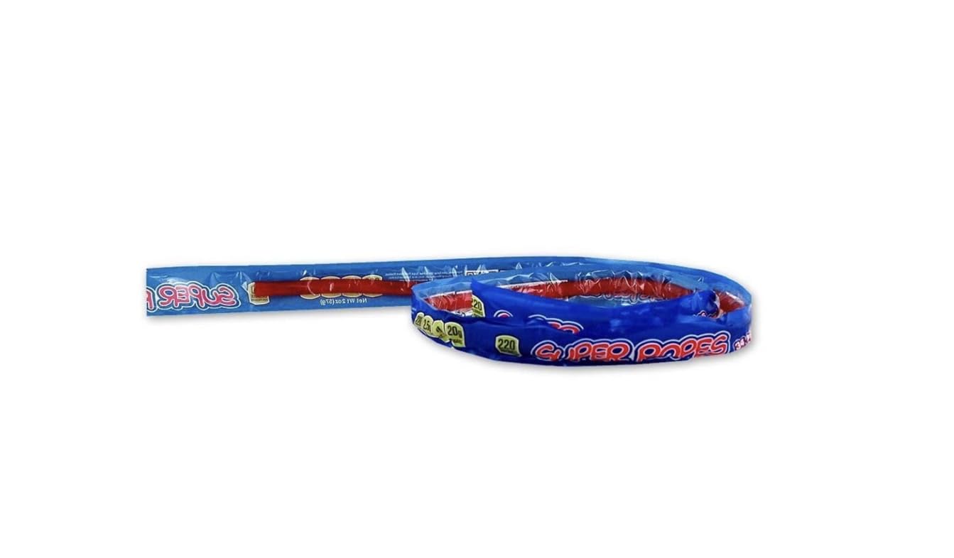 Super Ropes 34'' Individually Wrapped Rope, 2Oz (15 Pack), Red Licorice Candy Rope
