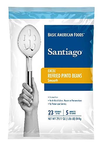 Basic American Foods Santiago Excel Refried Beans, 29.7 Oz (Pack Of 6), Large Size For Food Services And Restaurants, Easy To Pr
