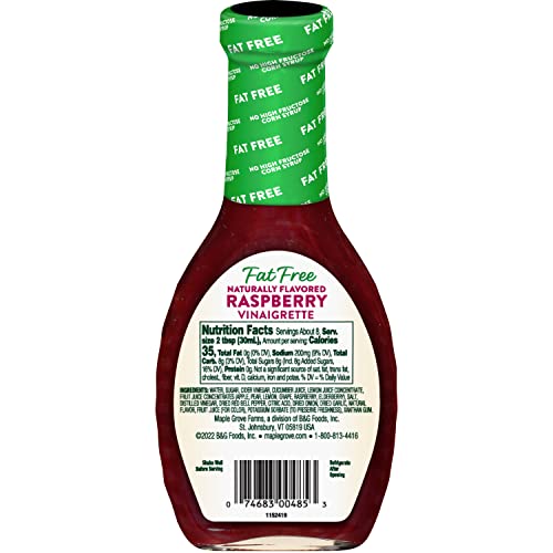 Maple Grove Farms Fat Free Salad Dressing, Raspberry Vinaigrette, 8 Ounce (Pack Of 12)