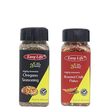 Easy Life Oregano Seasoning 50Gram And Roasted Chilli Flakes 50Gram Combo Perfect For Pizza