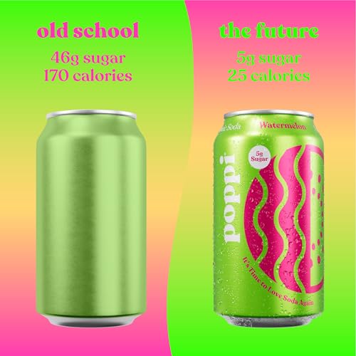 Poppi Sparkling Prebiotic Soda Beverage with Apple Cider Vinegar  Seltzer Water and Fruit Juice  Watermelon Flavor  12 Fl Oz  1 Count  Packaging May Vary