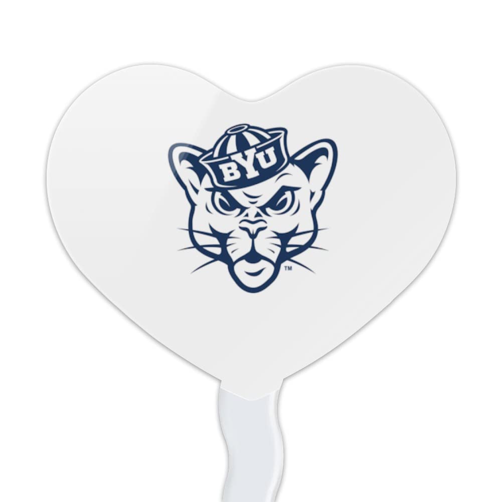 GRAPHICS & MORE Acrylic Cupcake Picks Set of 6 - Brigham Young University Heart Decoration Toppers