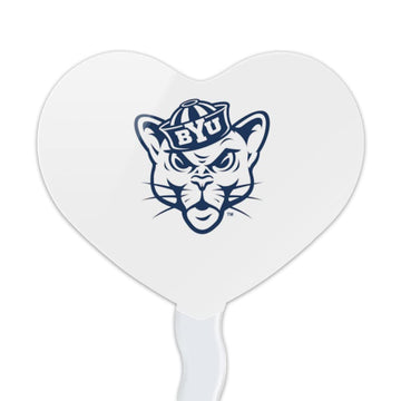 GRAPHICS & MORE Acrylic Cupcake Picks Set of 6 - Brigham Young University Heart Decoration Toppers