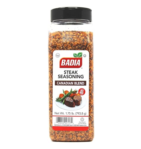 Badia Steak Seasoning Canadian Blend, 28 oz - Savory Salt, Garlic & Spice Mix with Paprika, Smoky Grill Rub for Steaks, Burgers,