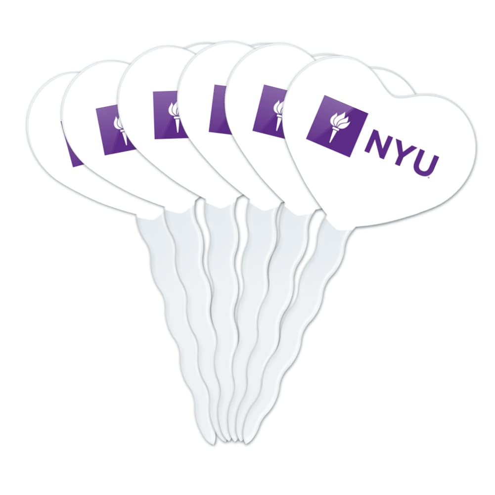 GRAPHICS & MORE Cupcake Picks Set of 6, Acrylic, New York University Heart Decoration, Model CUPT.HRT.ACR.6PK.CLCNYU500B