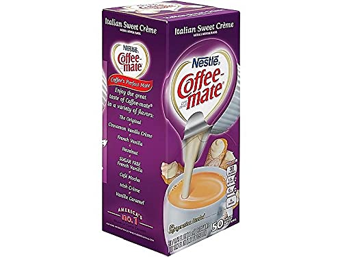 Coffee-Mate 84652 Liquid Coffee Creamer, Italian Sweet Creme, 0.375 Oz Cups (Box Of 50)