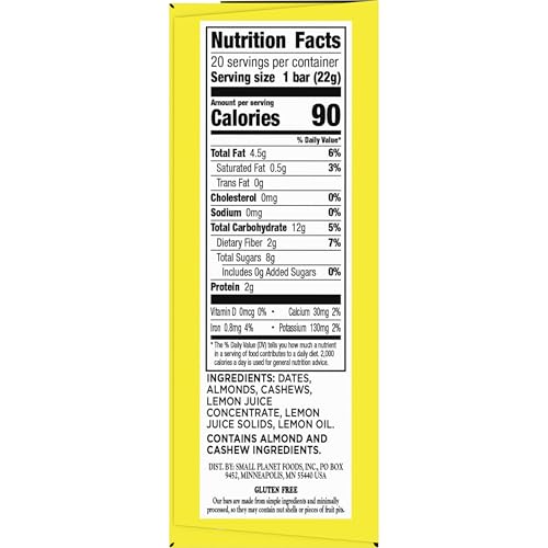 Larabar Minis  Lemon Bar  Vegan and Gluten Free Snacks  20 Mini Bars  15.6 oz