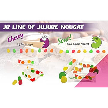 Italian Jujube Nougat Candies - Soft & Chewy With Fruity Jelly Beans Gift - Bulk Bags By Lyza'S Sweets & Treats (14 Ounce, Sour)