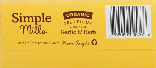 Simple Mills Organic Seed Crackers Garlic & Herb - Gluten Free Vegan Healthy Snacks Paleo Friendly 4.25 Ounce (Pack Of 1)