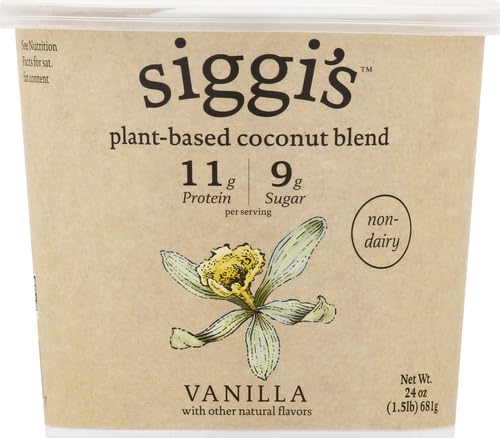 siggis Plant-Based Coconut Blend, Vanilla - Dairy Free Snack, More Protein Than Sugar, Blue, 24 Oz