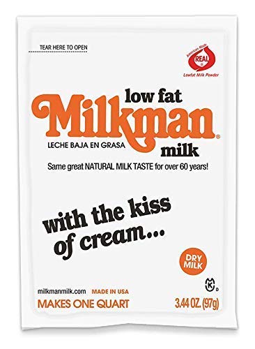 Milkman Low-Fat Dry Milk Powder - 8g Protein, Vitamins A&D, Hormone Free - 4 Servings / 32 Oz (4 Pack)