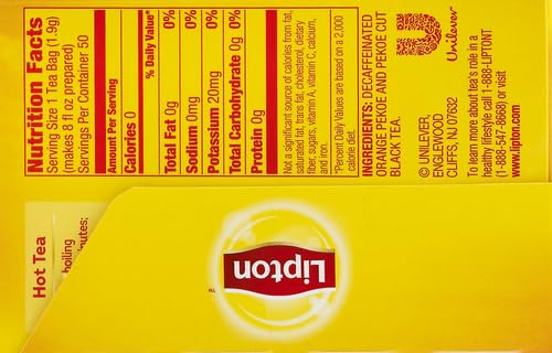 Lipton Black Tea Bags, Decaffeinated, 50 Ct