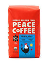 Peace Coffee French Roast (Peru Origin), Organic Fair Trade Dark Roast Coffee, Whole Bean 20 Oz. Bag