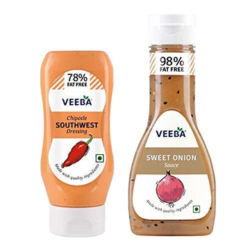 Veeba Sweet Onion Sauce, 350g and Chipotle Southwest Dressing, 300g - Pack of 2