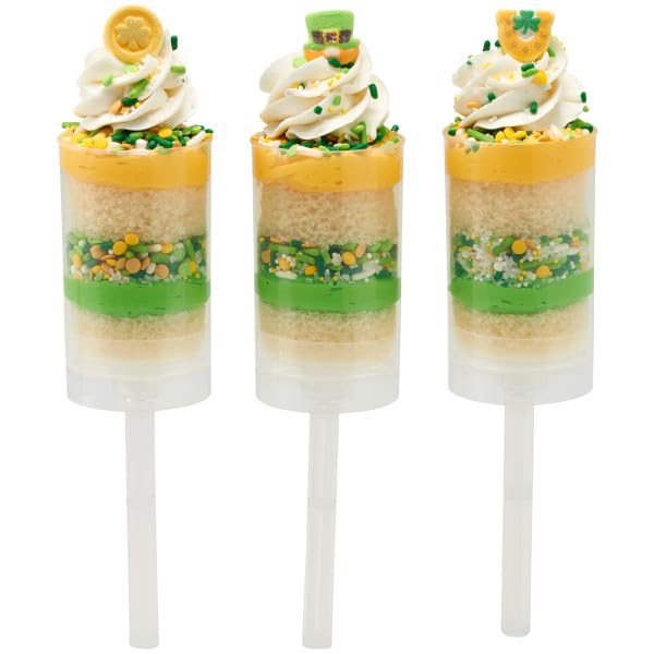 NCS Mini Edible Toppers Set - 24 Count, Sugar, Green/Gold/White, Perfect for Cupcakes, Cookies, Cakes, and Cake Pops