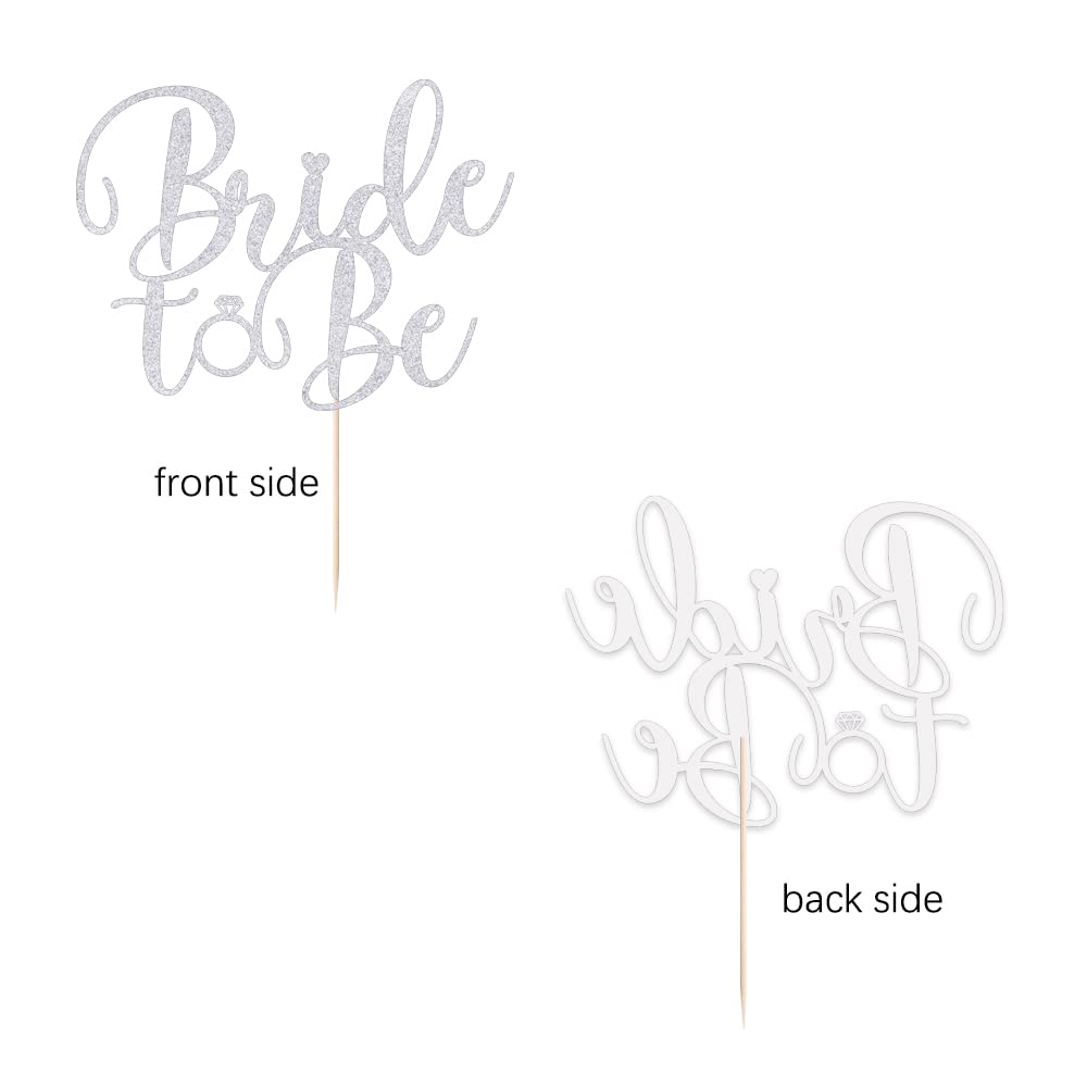 Sodasos Silver Glitter Bride To Be Cake Topper - Bridal Shower Cake Topper,For Wedding Shower;Engagement;Bachelorette;Hen Party Decorations (Silver)