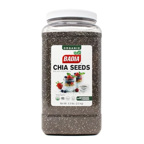 Badia Organic Chia Seeds - Non-GMO, Gluten-Free, Vegan - 5.5 lbs (Pack of 2)