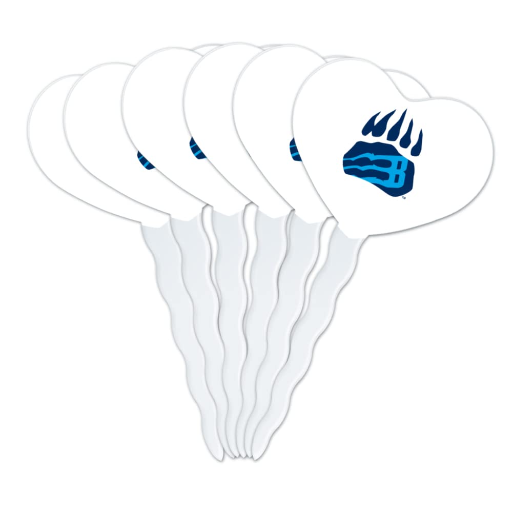 GRAPHICS & MORE Cupcake Picks Set of 6, Acrylic, Bob Jones University Secondary Logo Heart Design