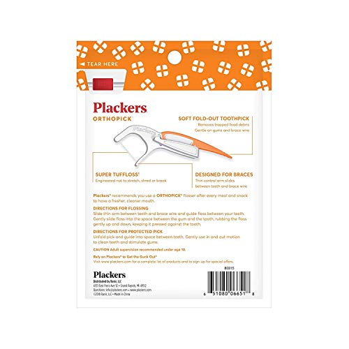Plackers Orthopick Flosser For Braces, Pack Of 4 (36 Flossers Each)