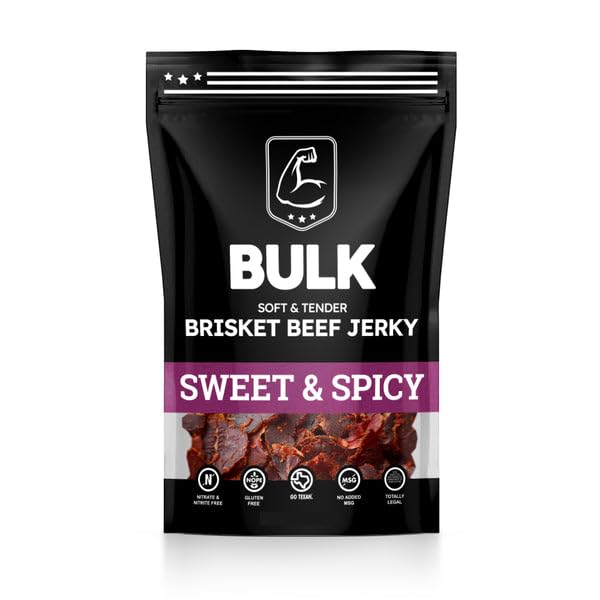 Bulk Beef Jerky - Brisket Jerky - Soft and Tender - All Natural - Beef Jerky Snack Packs - Perfect Beef Jerky Bulk Option for Pr