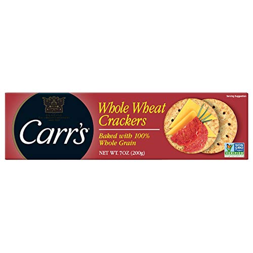 Carr s Crackers, Whole Grain Crackers, Party Snacks, Whole Wheat, 7oz Box (Box of 6)