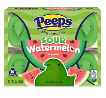 Peeps Easter Marshmallow Chicks, Variety Pack, 10 Count (Assorted Flavors & Colors) (3 Count, Sour Watermelon Chicks Marshmallow