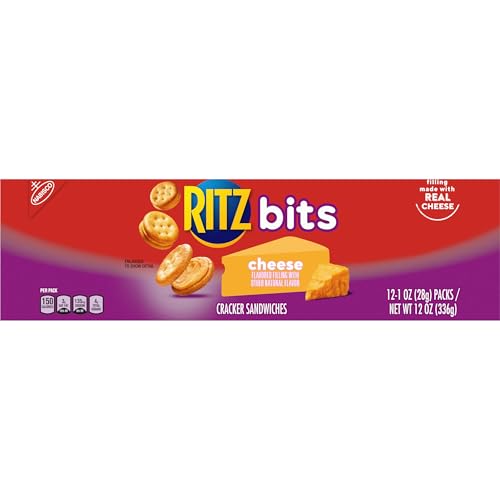 RITZ Bits Cheese Sandwich Crackers, Bulk Lunch Snacks, 48 Snack Packs (4 Boxes)