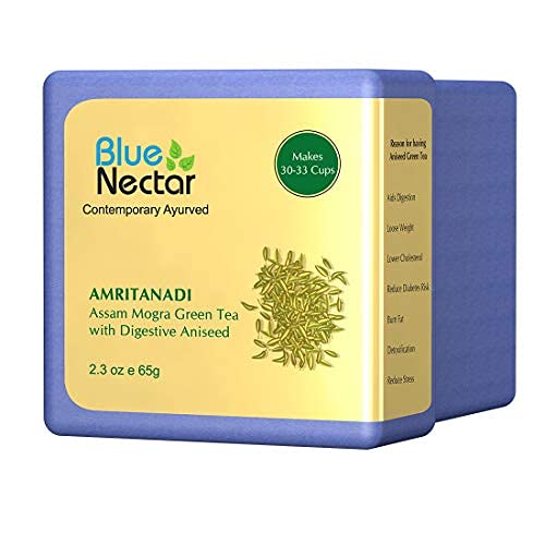 Blue Nectar Aniseed Green Tea Leaves | Supports Digestion | Reusable Glass Jar | Natural Green Tea Loose (50 Gm + 15 Gm Free)