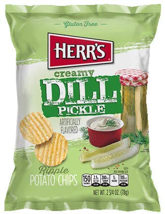 Herr's Creamy Dill Pickle Potato Chips, 2.75 Ounce (Pack of 24 Bags) - Tangy & Creamy Dill Flavor, Perfect for On-the-Go Snackin