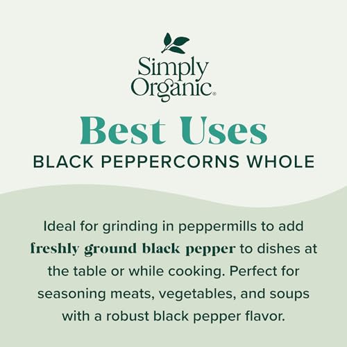 Simply Organic, Black Peppercorns, 2.65 oz (Pack of 5)