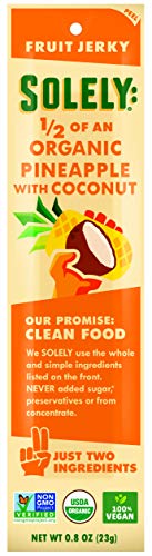 Solely Organic Pineapple With Coconut Fruit Jerky, 08 Ounce  Two Ingredients  Vegan  Non-Gmo  Gluten-Free  No Sugar Addeda