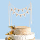 SCHOLMART Just Married Cake Topper, Rustic Cotton Bunting Flags, Preassembled, Silver