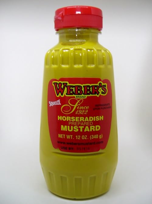 Weber's Horseradish Mustard, 12oz (4 Pack) - Bold Flavor, Ideal for Sandwiches and BBQ