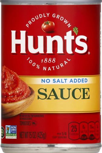 Hunt s Tomato Sauce No Salt Added, 15 oz (Pack of 6)