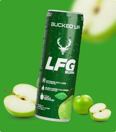 Bucked Up LFG BURN Energy Drink - Zero Sugar - 12 Pack (Apple Orchard)
