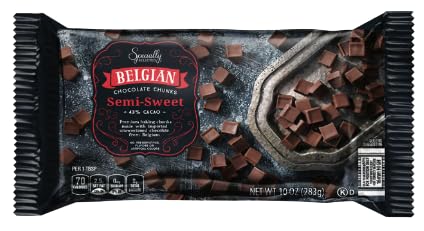 Gourmet Baking Morsel Chips 10-12 Oz Butterscotch, White, Semi-Sweet, Dark, Belgian Enhanced Chocolate Chips Includes ( 2 Bags ) Choose Flavor (Belgian Semi-Sweet 10Oz)