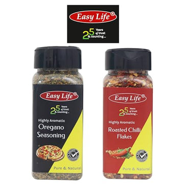 Easy Life Oregano Seasoning 50Gram And Roasted Chilli Flakes 50Gram Combo Perfect For Pizza