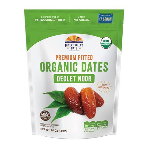 Organic Deglet Noor Top-Grade Pitted Dates Grown In California Sun Ripened Ou Kosher By Desert Valley Date  2.5 Lb