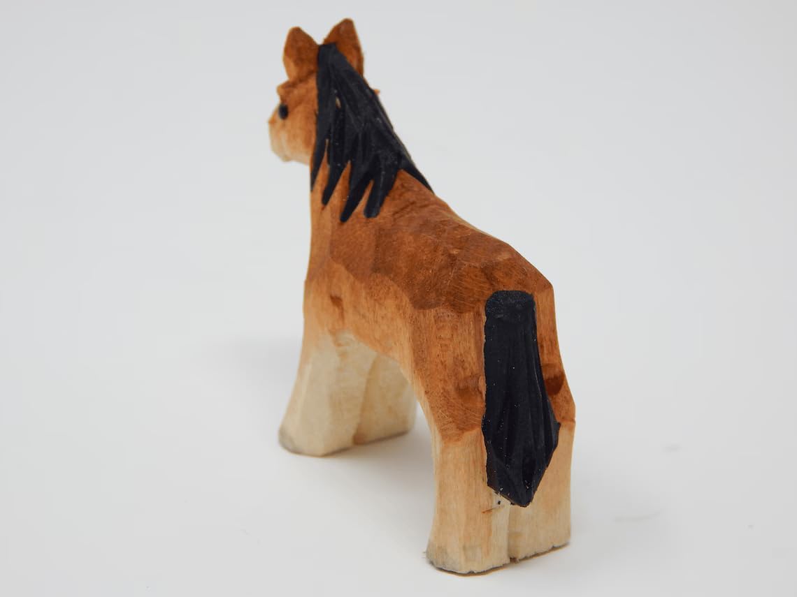 Selsela Horse Pony Cake Topper, Carved Wood, Brown, Bride & Groom, Kentucky Barn Wedding
