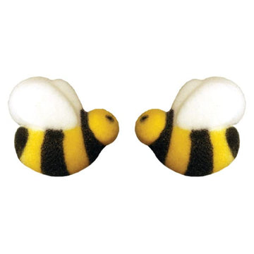 Black and Yellow Bumble Bee Edible Sugar Cake Toppers, 24 Count